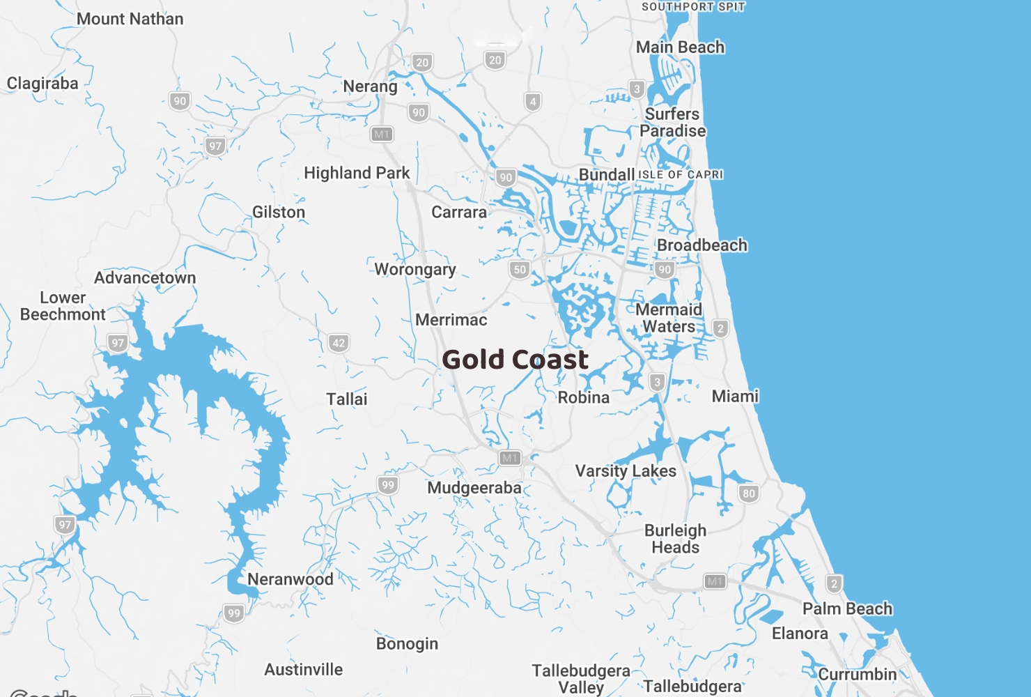 Gold Coast service area map